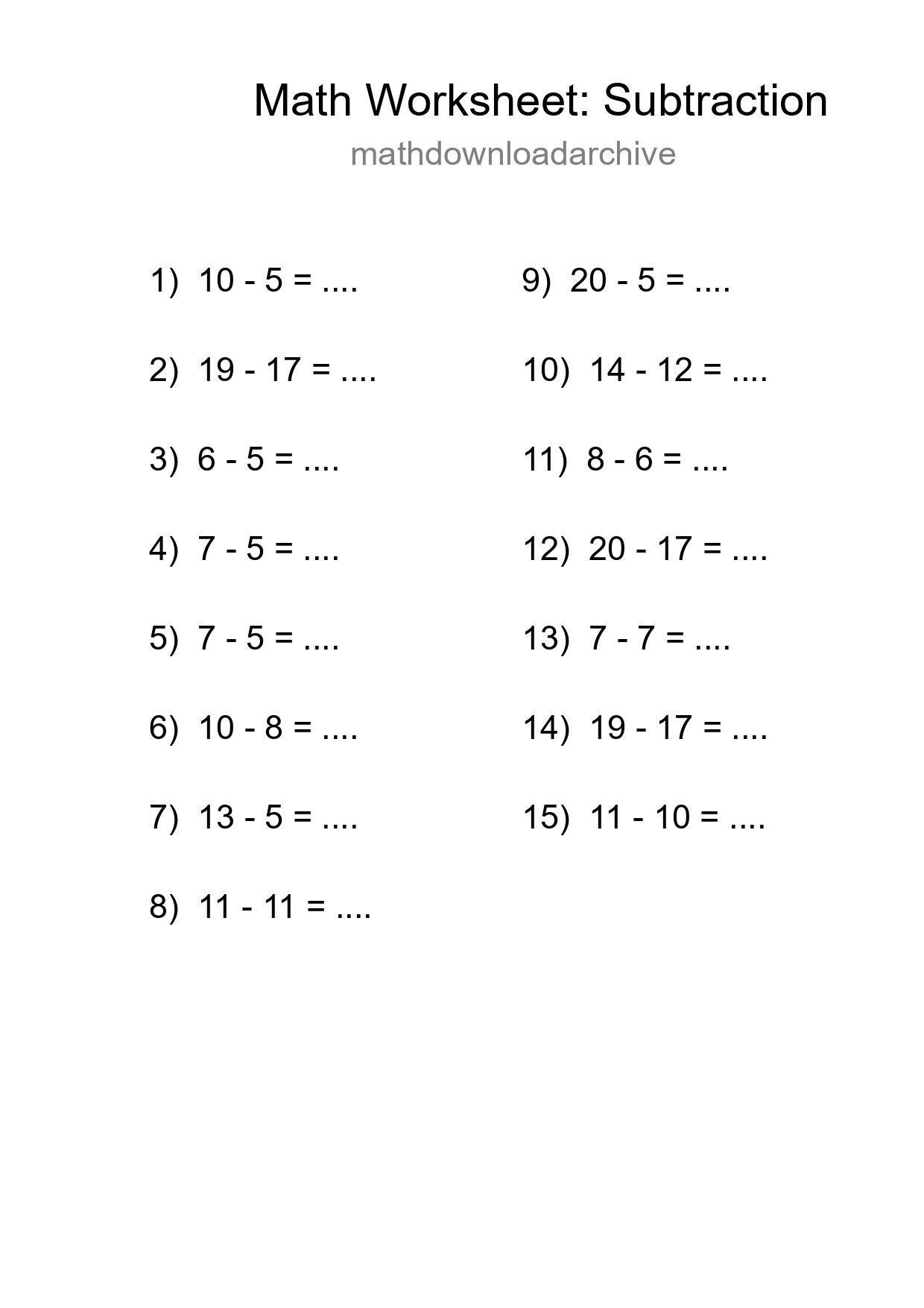 Free 15 Subtraction Math Worksheet For Grade 2 - Part 96