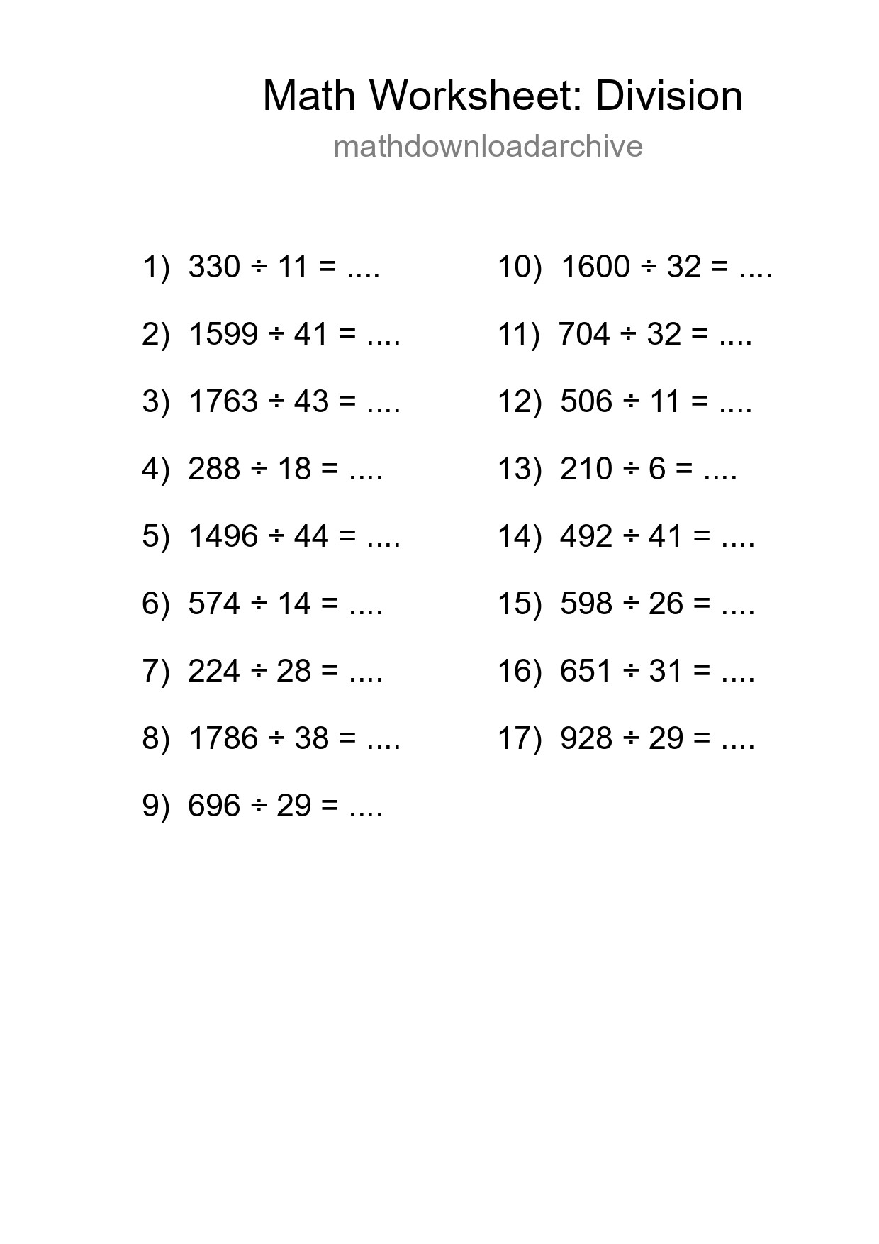 Free 17 Division Math Worksheet For Grade 2 With Answers - Part 125