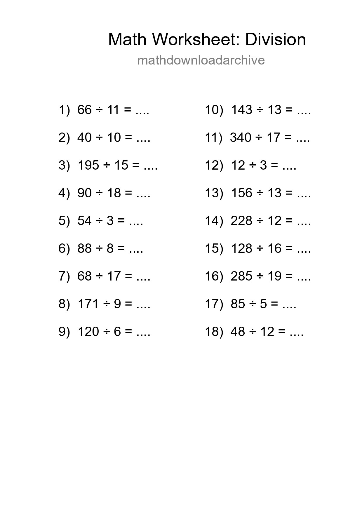 Free 18 Division Math Worksheet For Grade 2 With Answers - Part 48