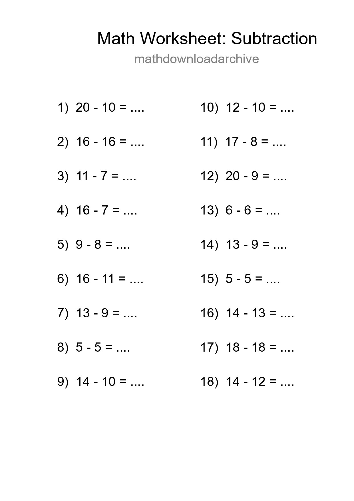 Free 18 Subtraction Math Worksheet For Grade 2 With Answers - Part 151