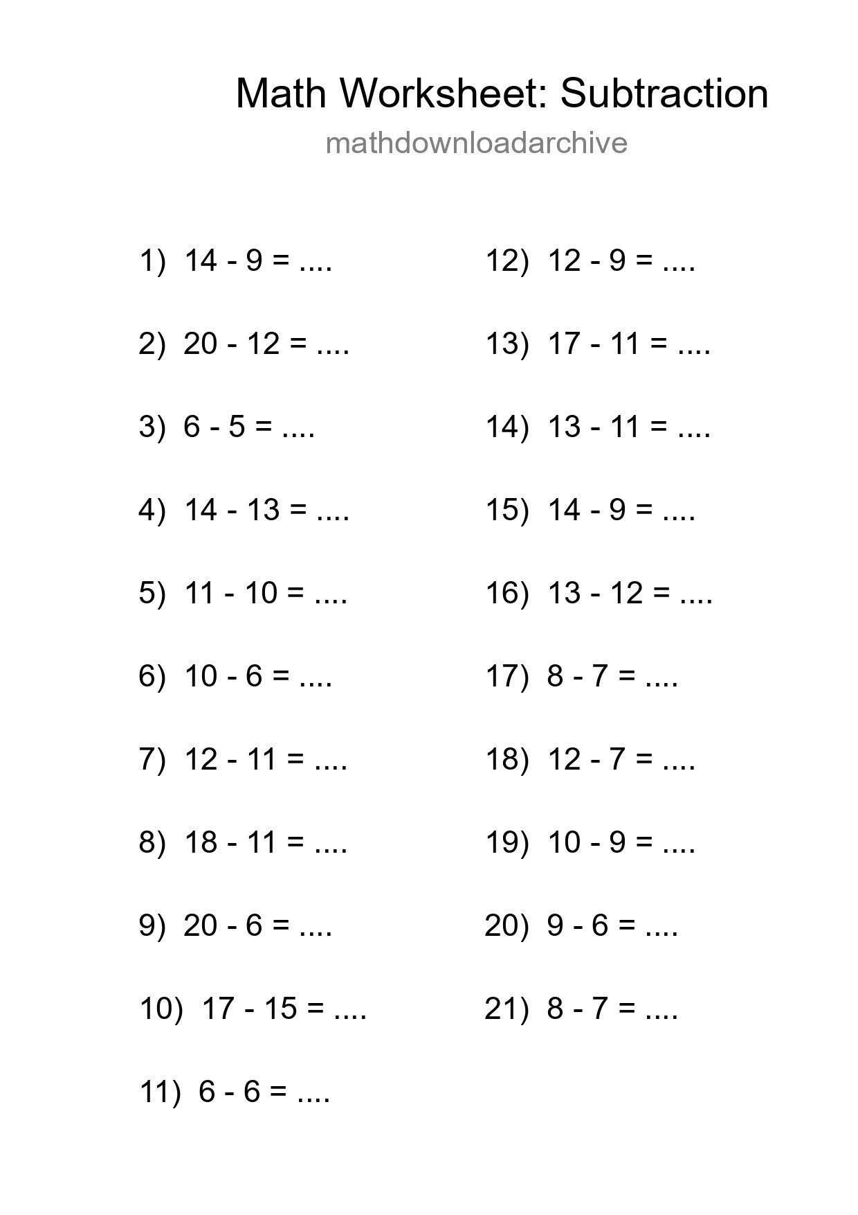 Free 21 Subtraction Math Worksheet For Grade 2 - Part 239