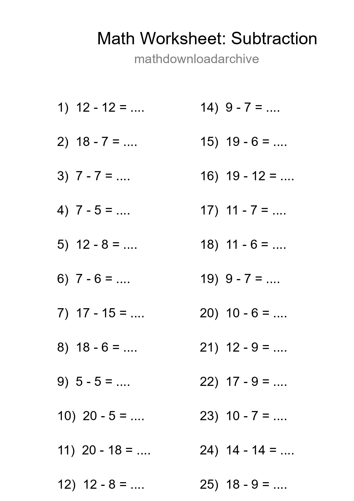 Free 25 Subtraction Math Worksheet For Grade 2 With Answers - Part 85