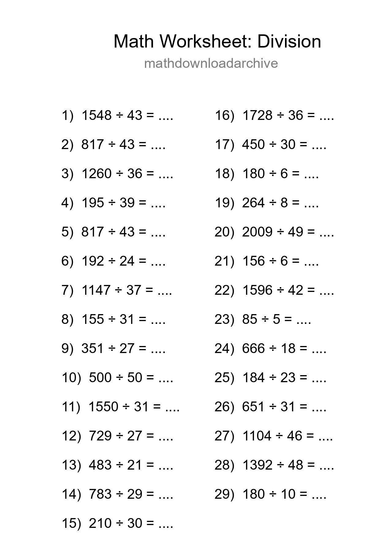Free 29 Division Math Worksheet For Grade 2 - Part 257