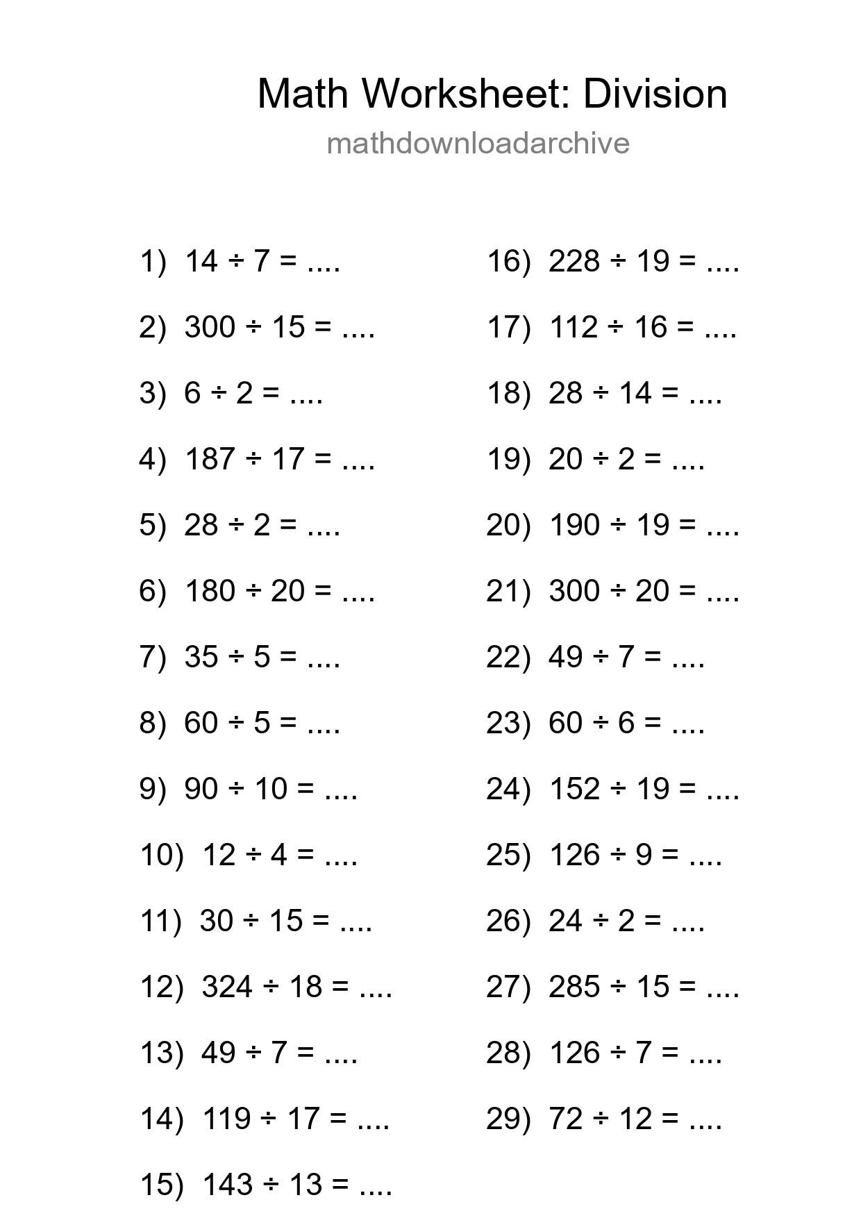Free 29 Division Math Worksheet For Grade 2 - Part 290