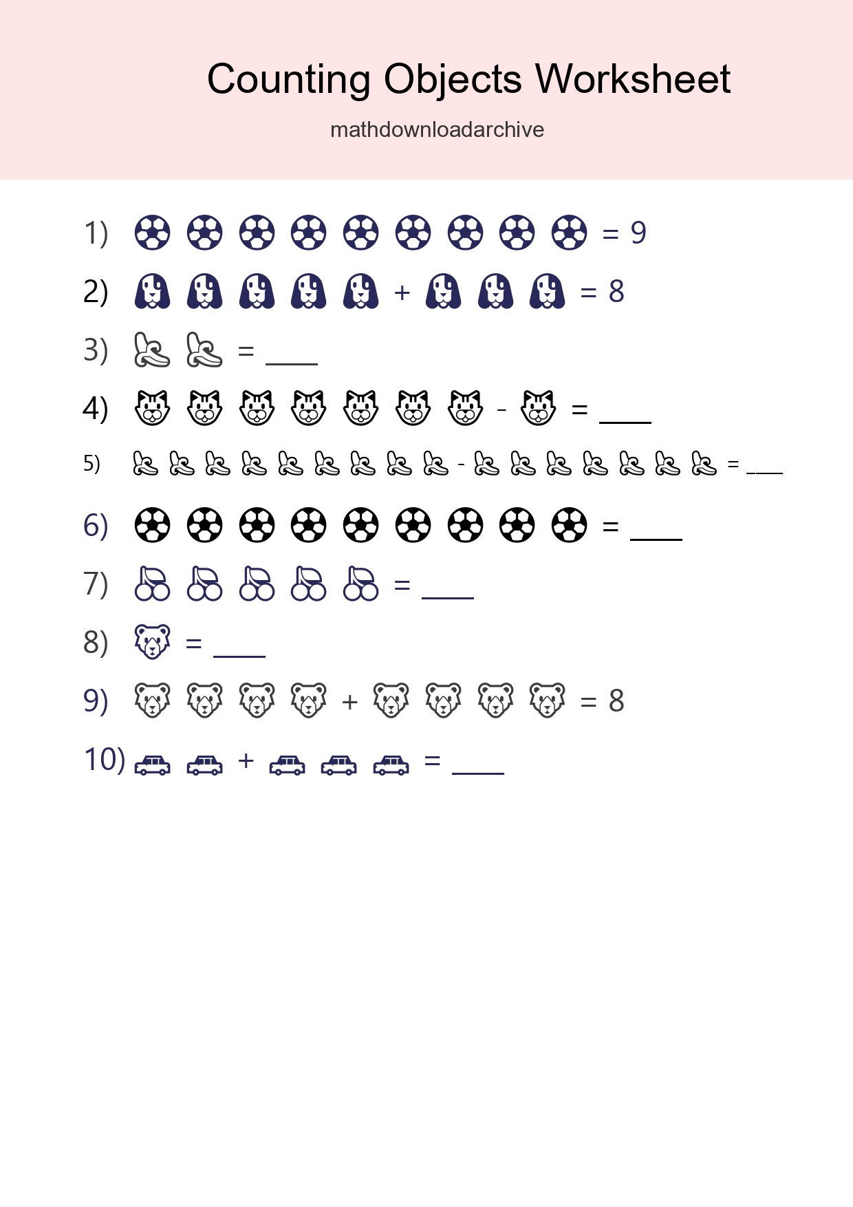 Free Counting Objects Worksheet For Kindergarten - Part 113