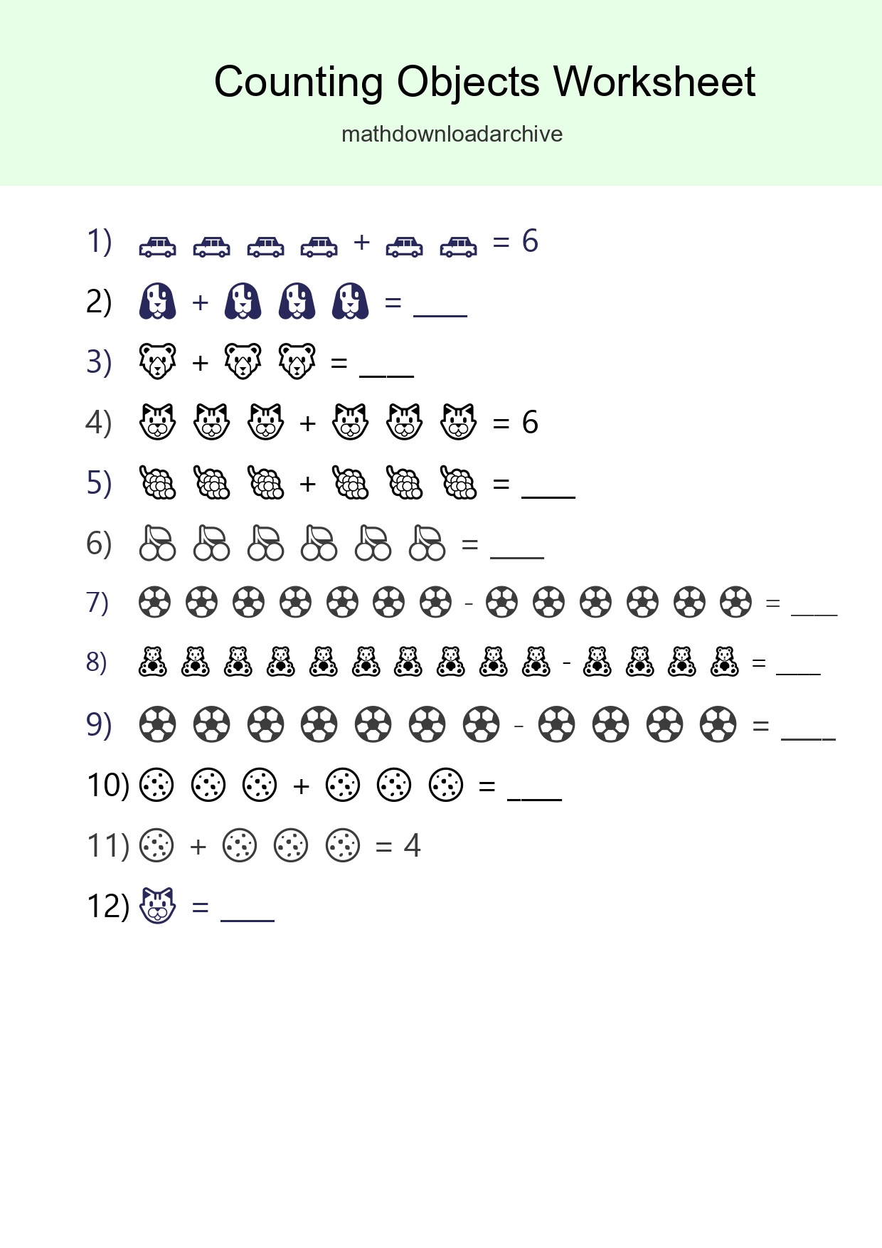 Free Counting Objects Worksheet For Kindergarten - Part 157