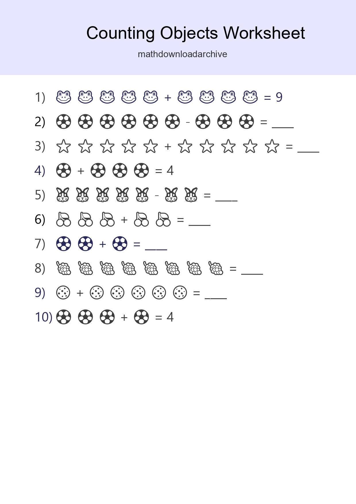 Free Counting Objects Worksheet For Kindergarten - Part 179