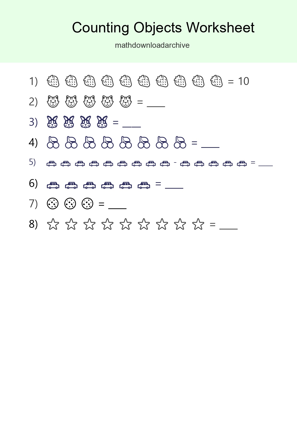 Free Counting Objects Worksheet For Kindergarten - Part 223