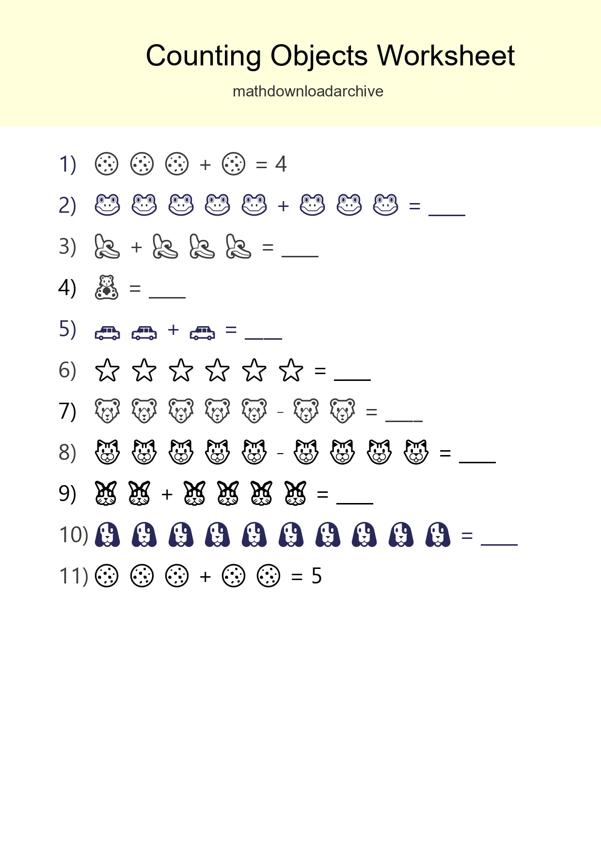 Free Counting Objects Worksheet For Kindergarten - Part 267
