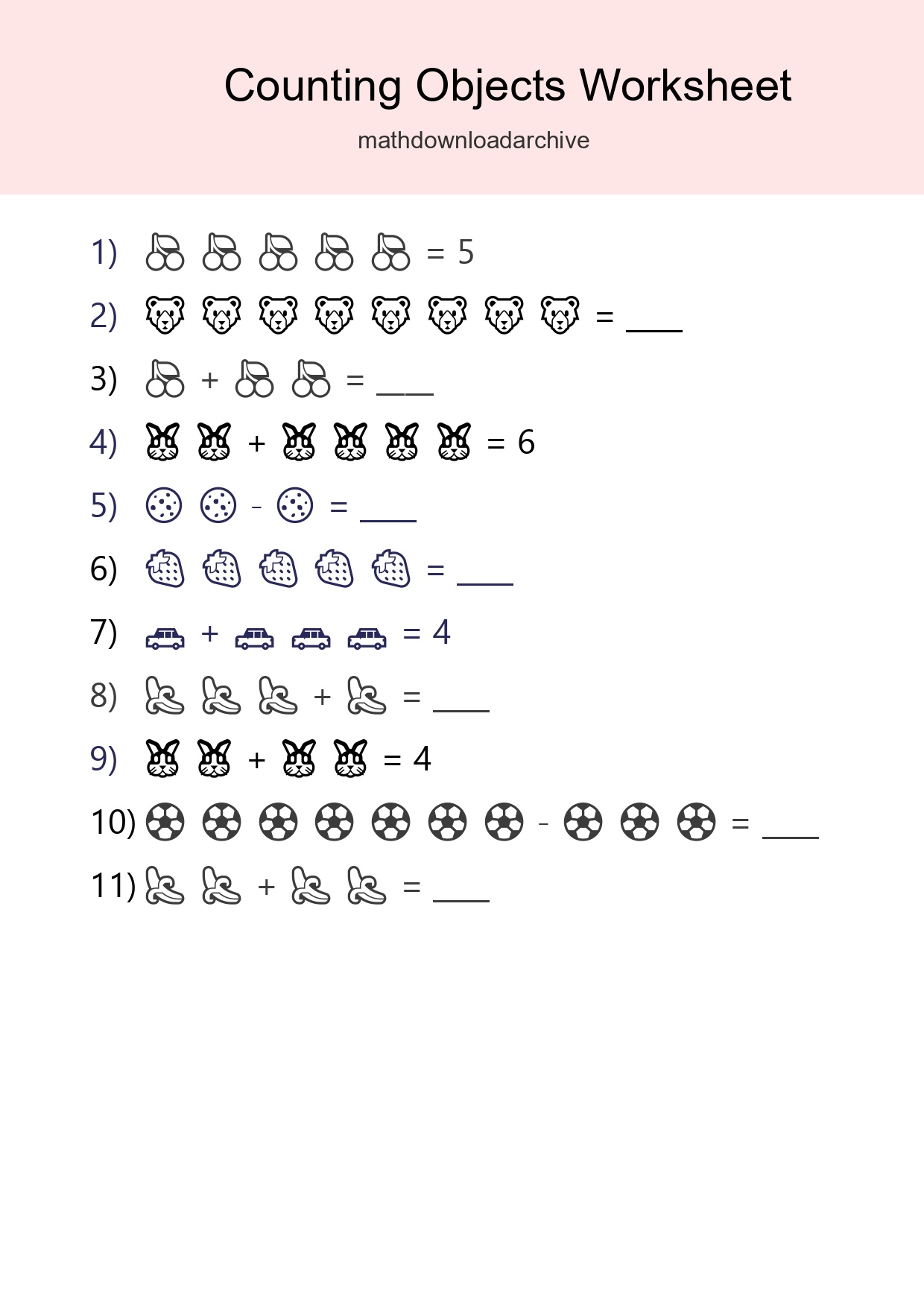 Free Counting Objects Worksheet For Kindergarten Printable - Part 135