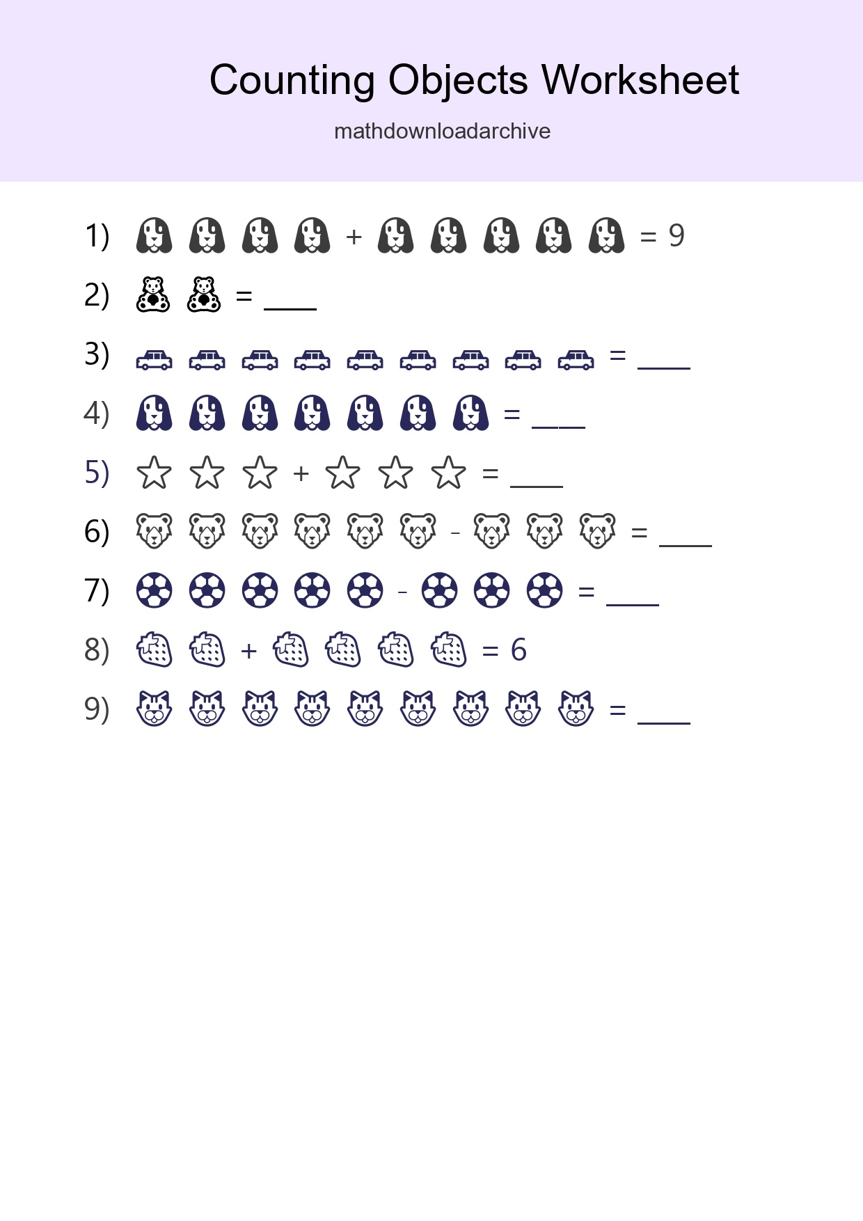 Free Counting Objects Worksheet For Kindergarten Printable - Part 190