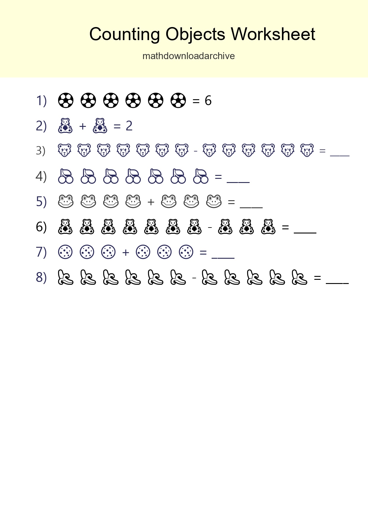 Free Counting Objects Worksheet For Kindergarten Printable - Part 245
