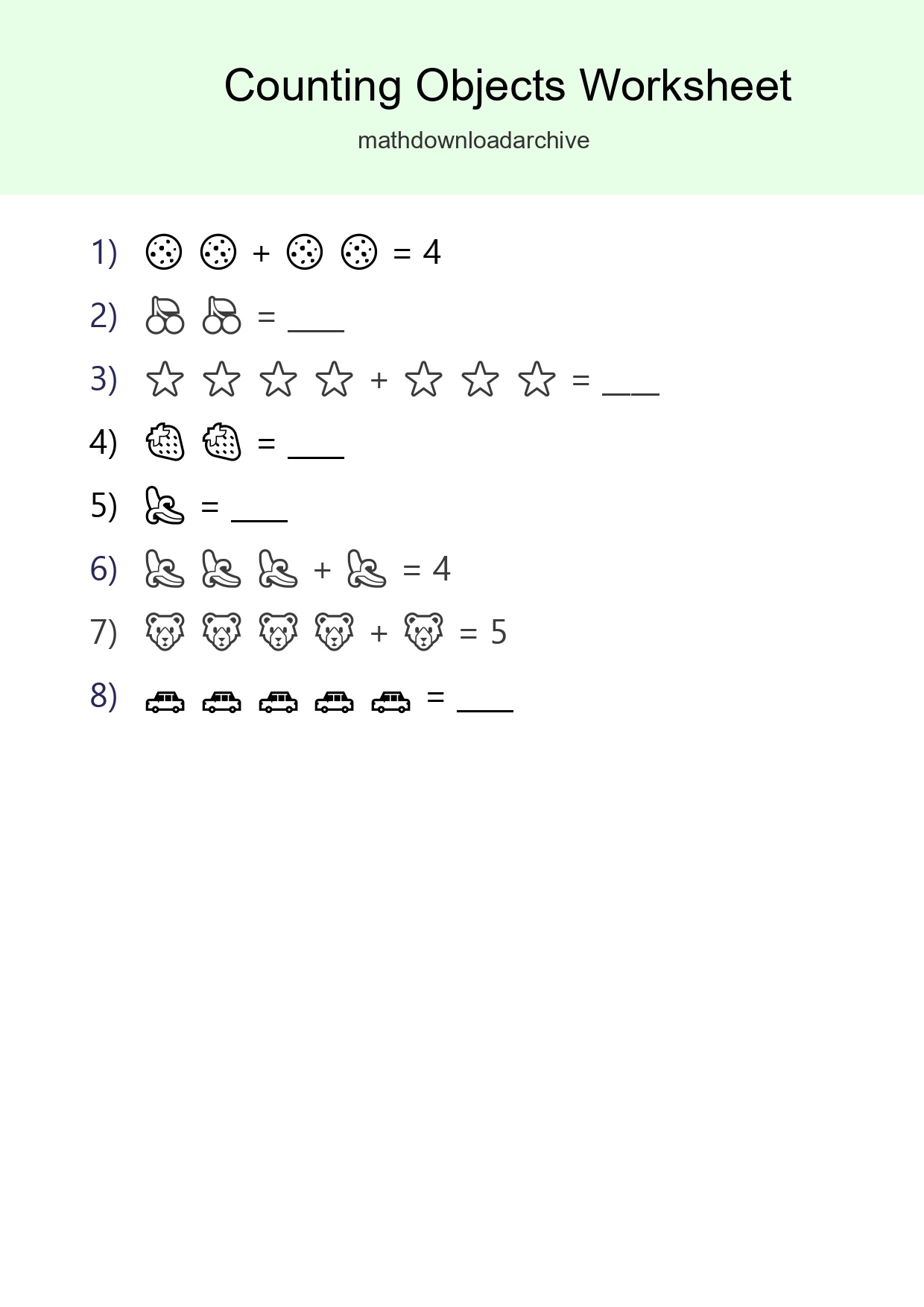 Free Counting Objects Worksheet For Kindergarten Printable - Part 80