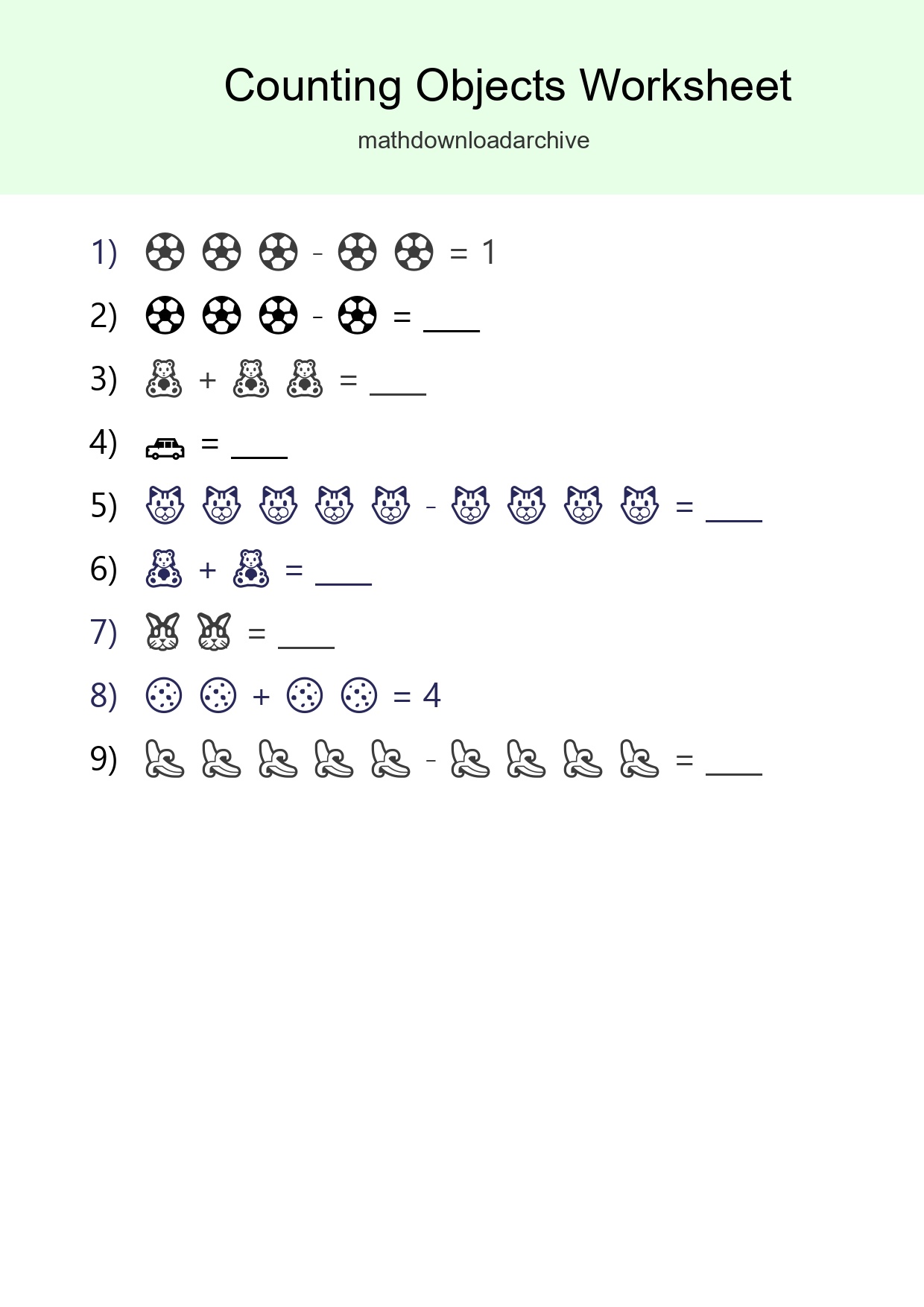 Free Counting Objects Worksheet For Pre-K - Part 146