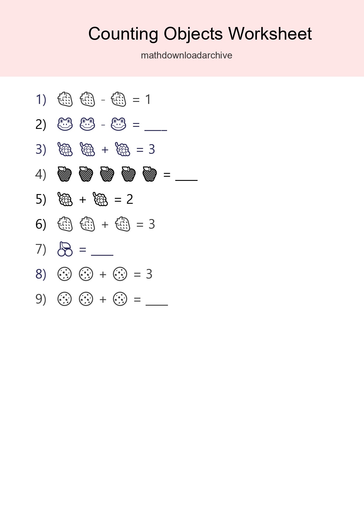 Free Counting Objects Worksheet For Pre-K - Part 3