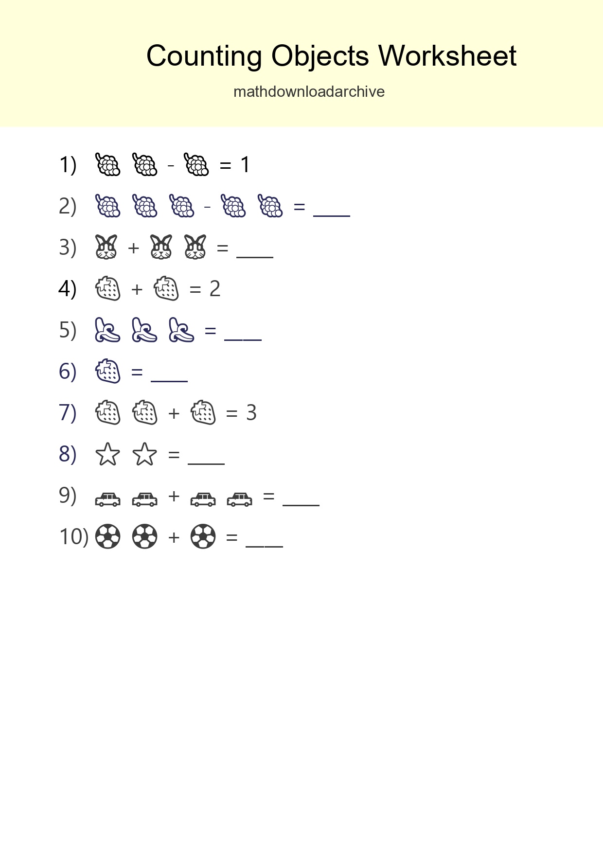 Free Counting Objects Worksheet For Pre-K Printable - Part 201
