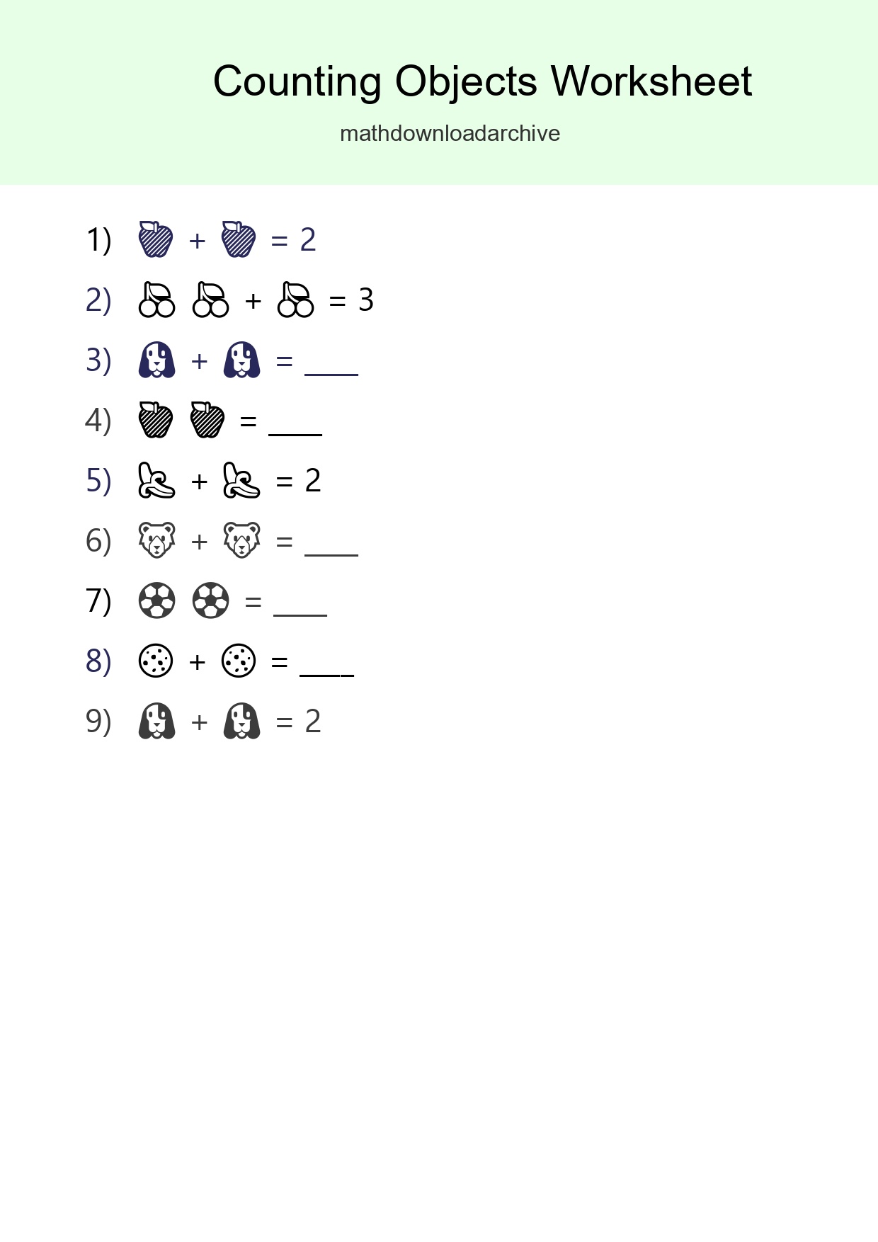 Free Counting Objects Worksheet For Pre-K Printable - Part 25