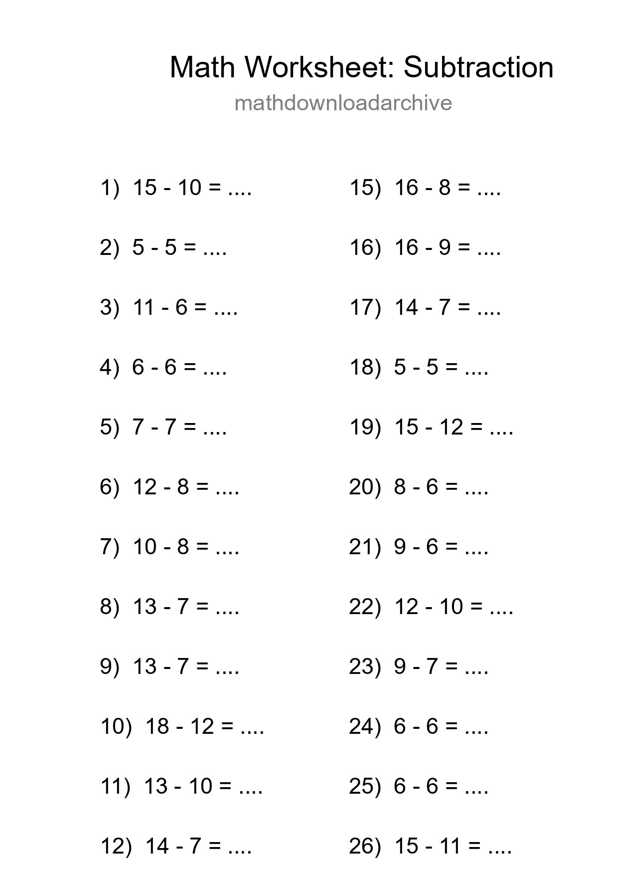 Grade 2 Subtraction Practice Worksheet (27 Problems) - Part 162