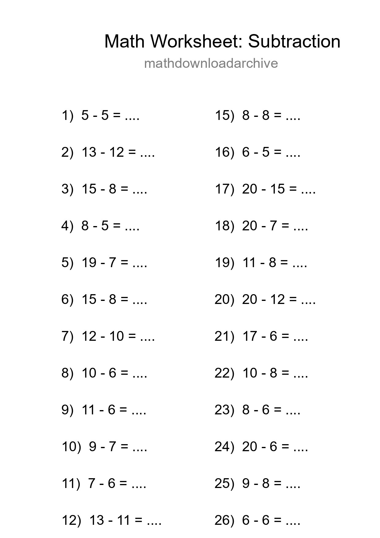 Grade 2 Subtraction Practice Worksheet (27 Problems) - Part 228