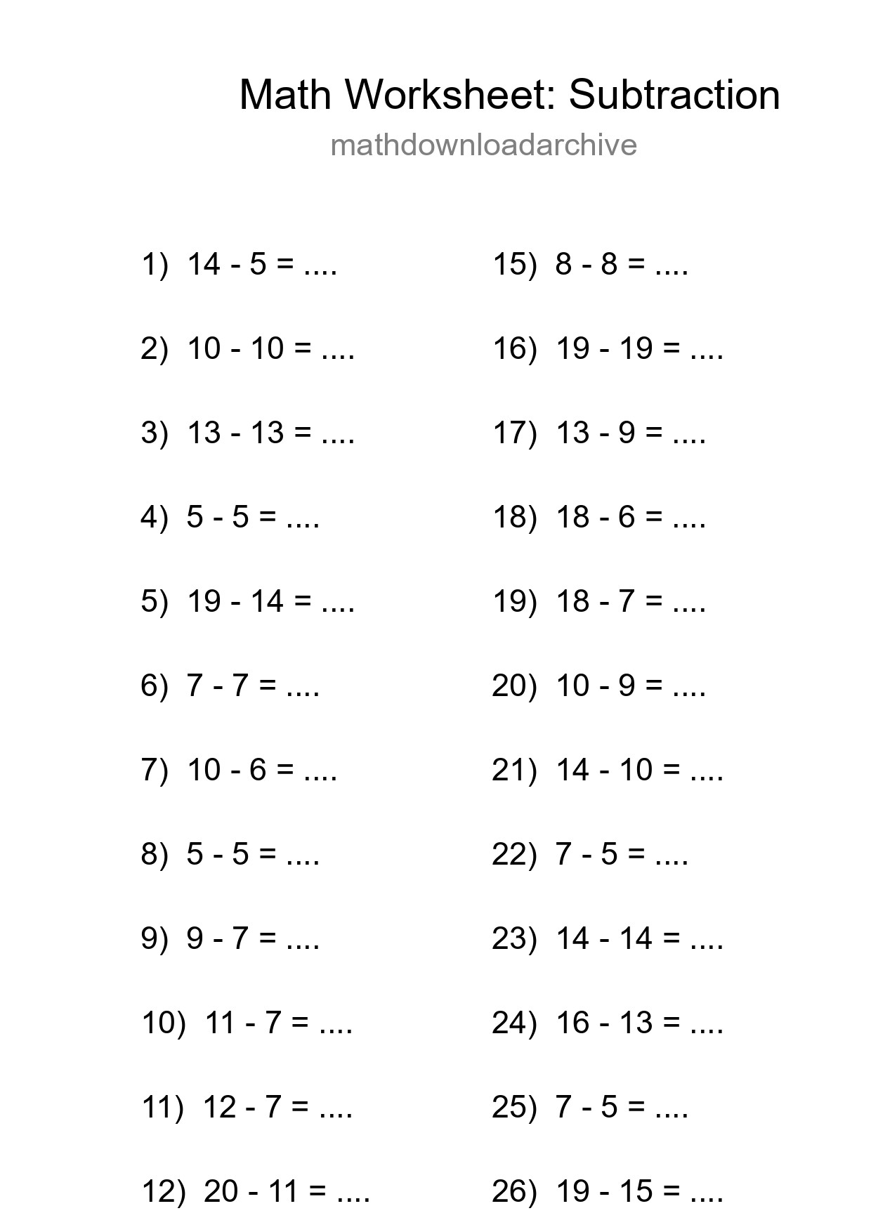 Grade 2 Subtraction Practice Worksheet (27 Problems) - Part 250