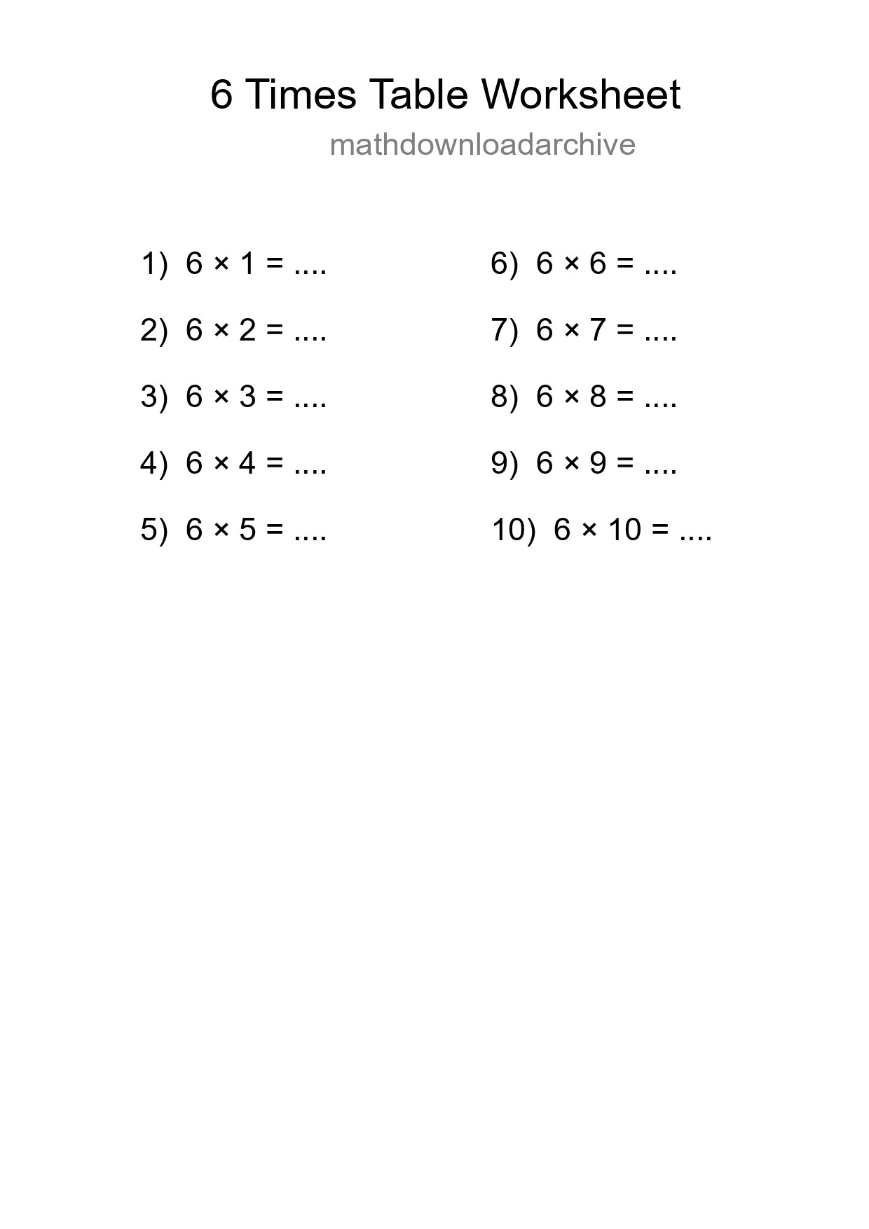 Grade 3 Multiplication Table 6 Practice - Part 152