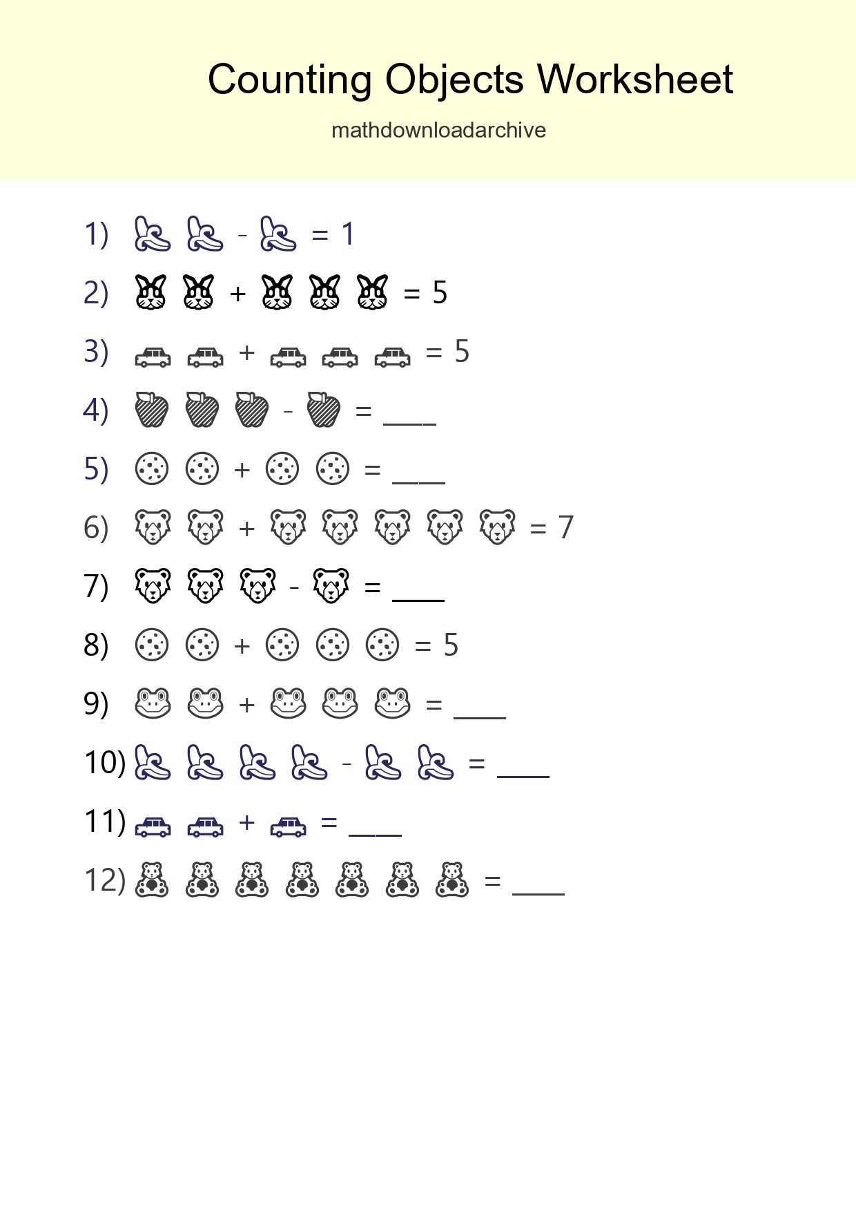 Kindergarten Count The Objects Worksheet - Part 289