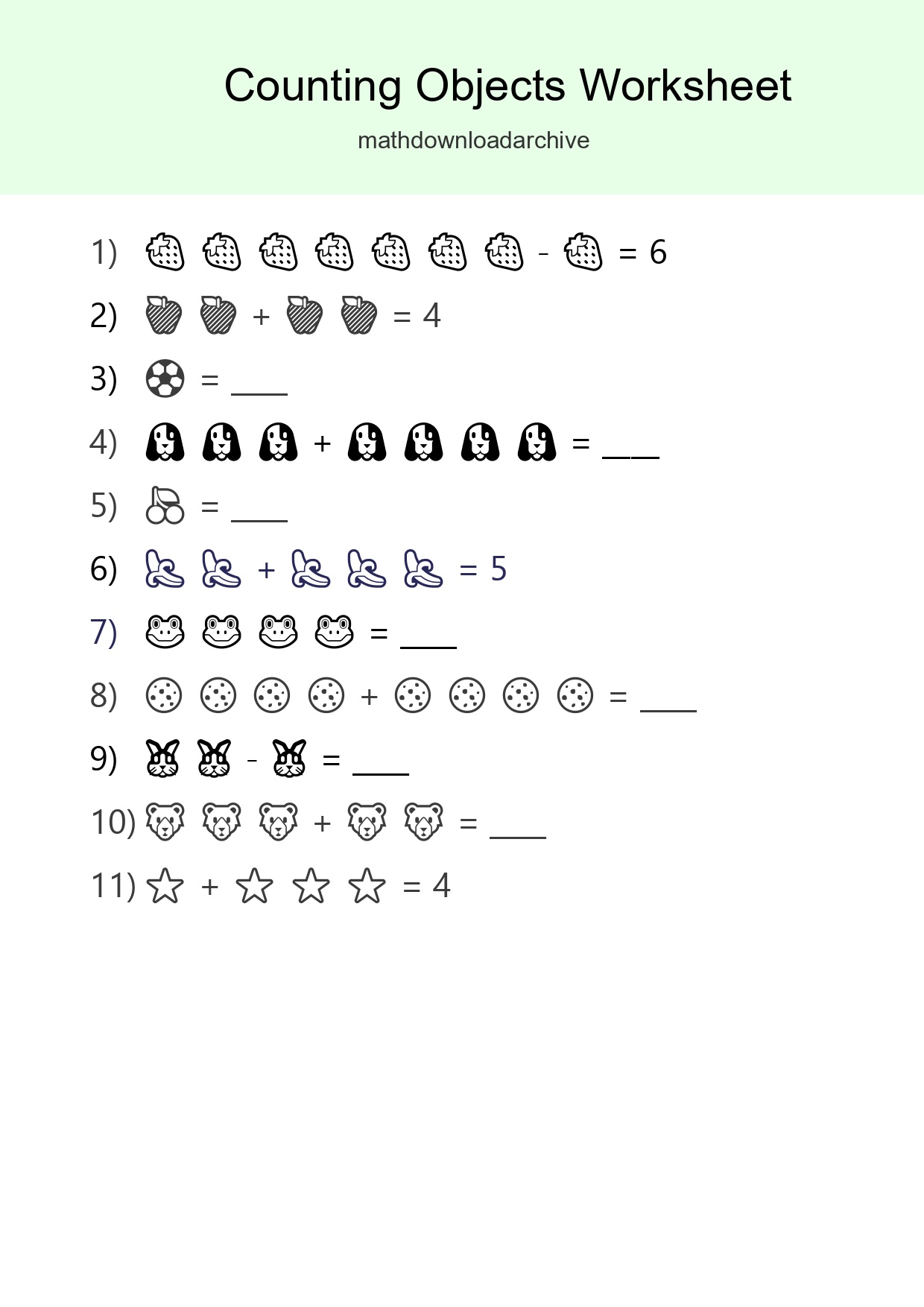Kindergarten Count The Objects Worksheet - Part 36
