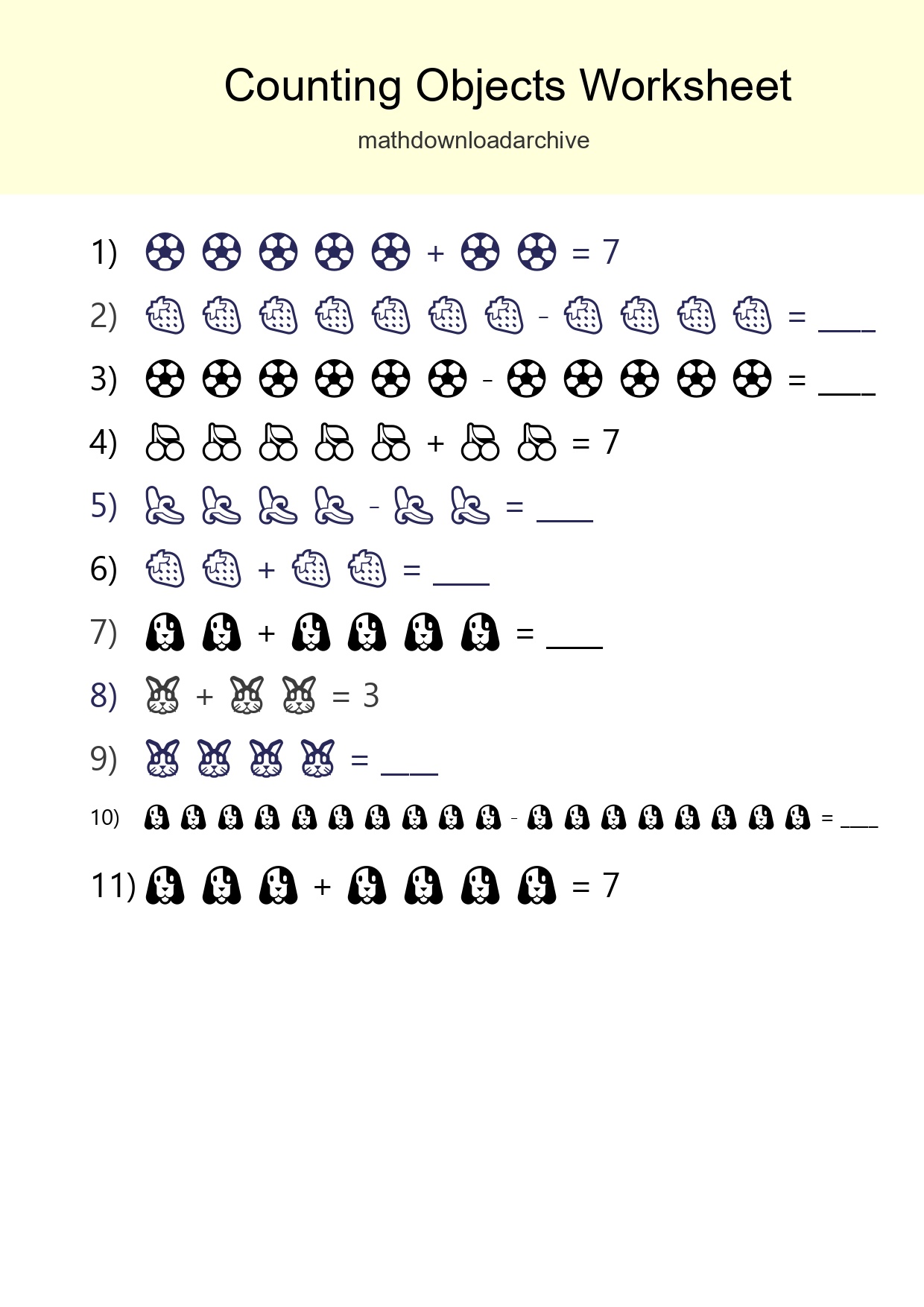 Learn Counting With Pictures Worksheet (Kindergarten) - Part 256