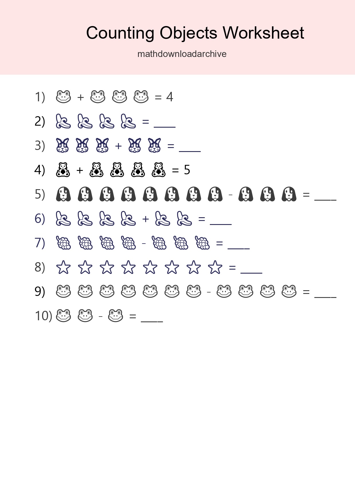 Learn Counting With Pictures Worksheet (Kindergarten) - Part 47