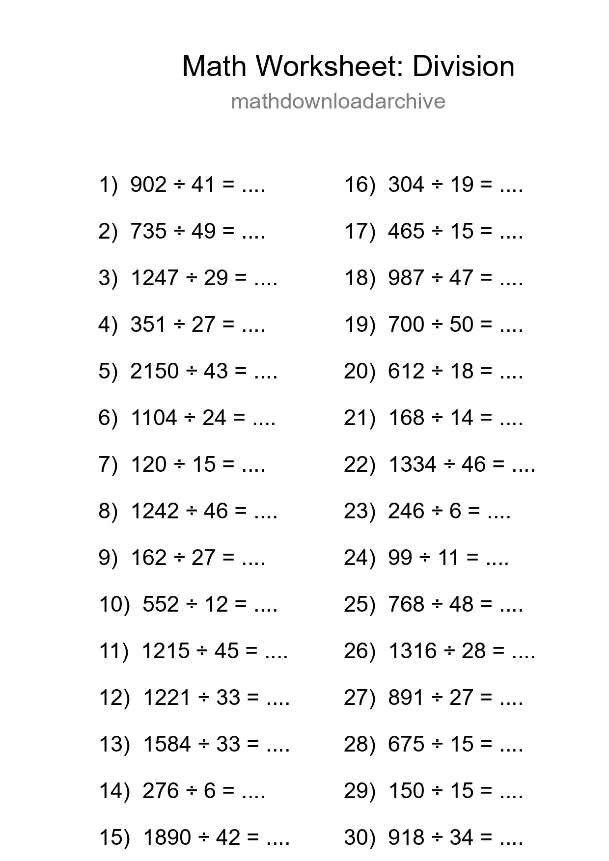 Printable Free 30 Division Math Worksheet For Grade 2 - Part 59